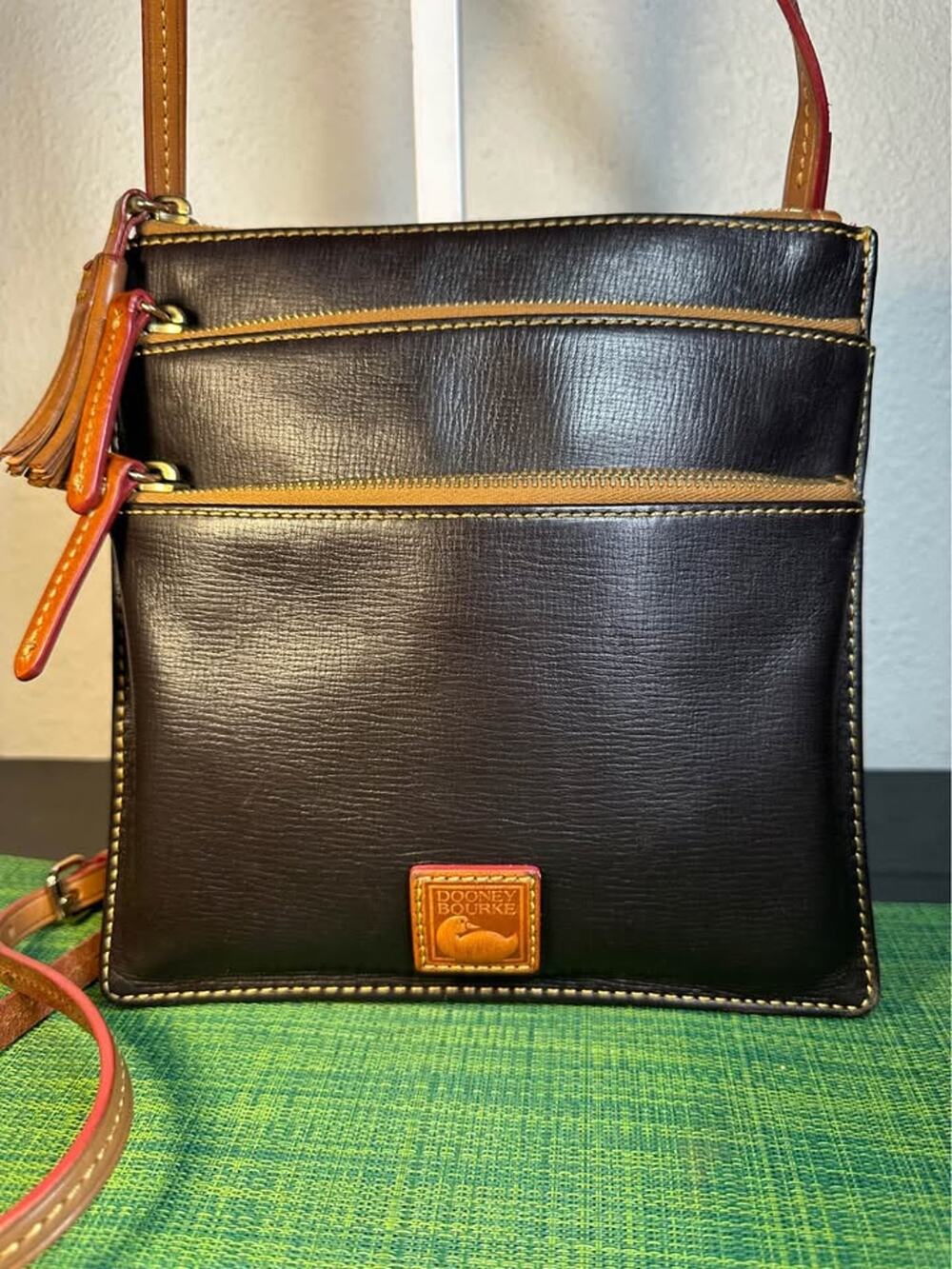 Dooney & Bourke Textured North South Triple Zip Crossbody Bag - Black